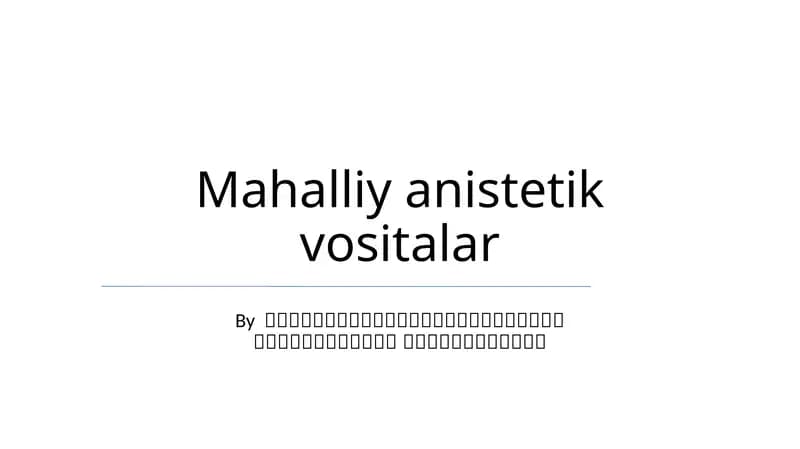 Mahalliy anistetik vositalar