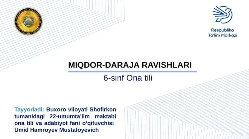 MIQDOR-DARAJA RAVISHLARI