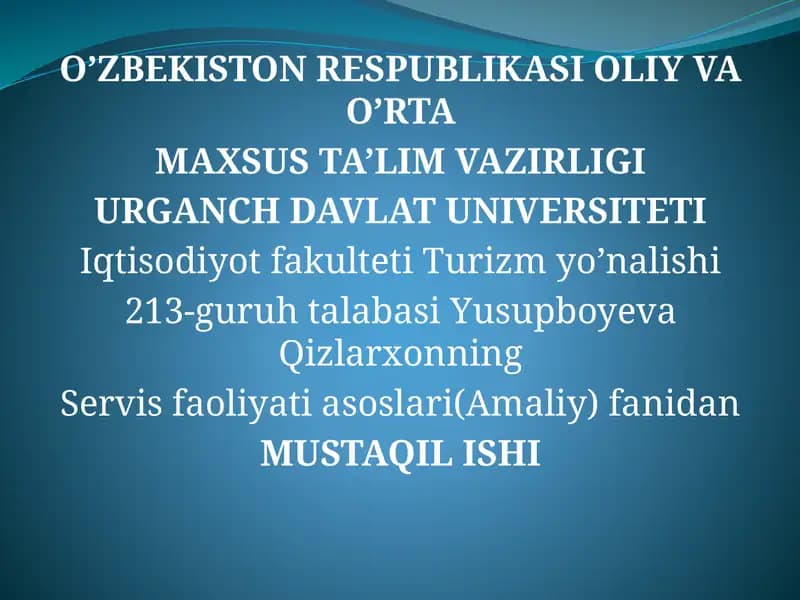RESTORANLARDA MEHMONLAR ISHONCHI. BARLARDAGI SERVIS