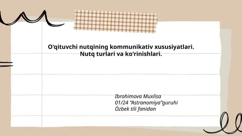 O'qituvchi nutqining kommunikativ xususiyatlari