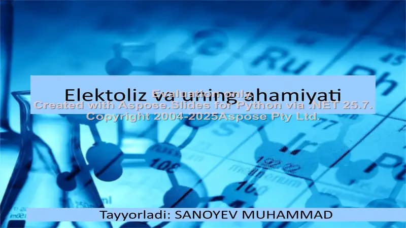 Elektroliz va uning ahamiyati