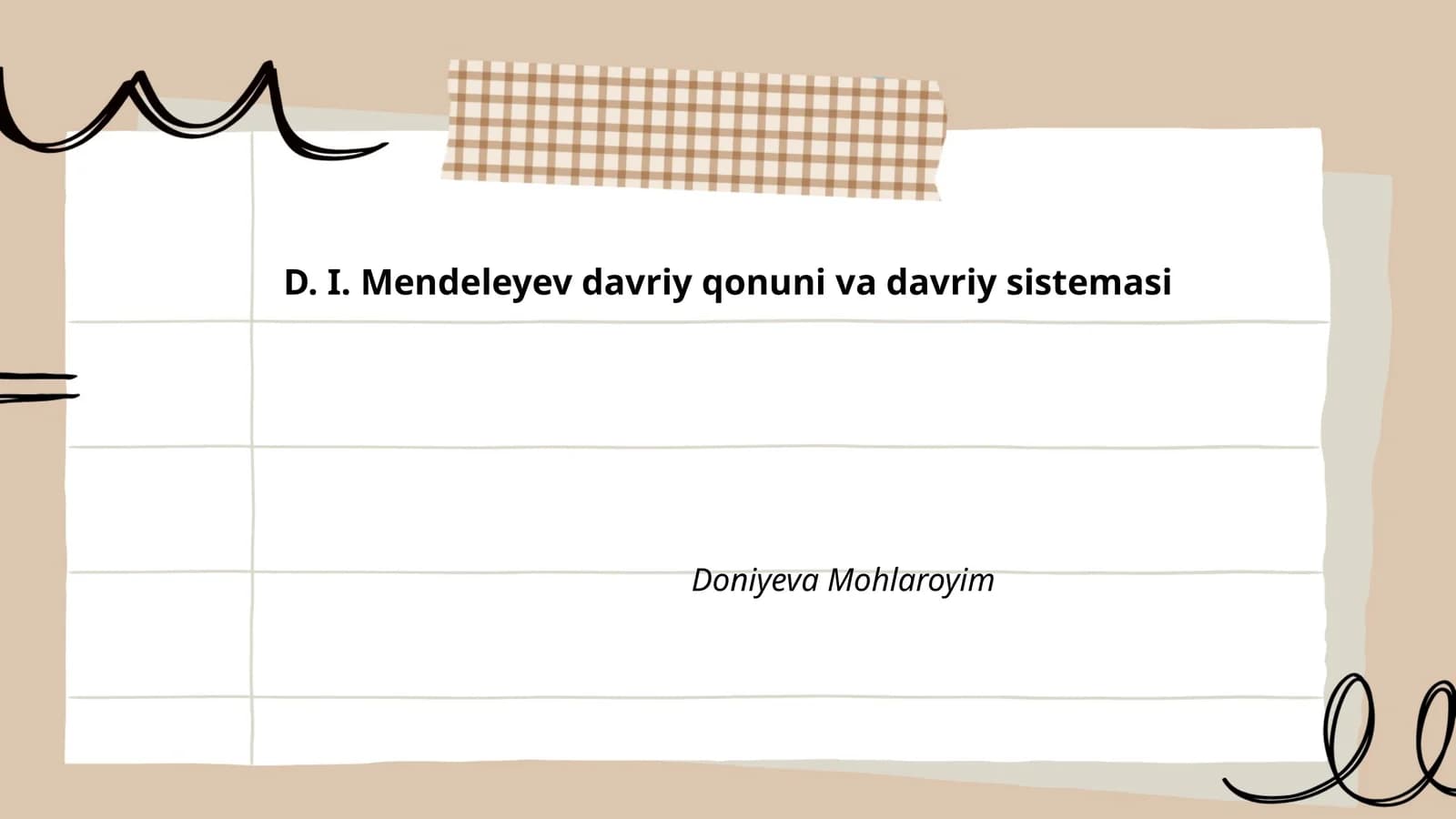 D. I. Mendeleyev davriy qonuni va davriy sistemasi