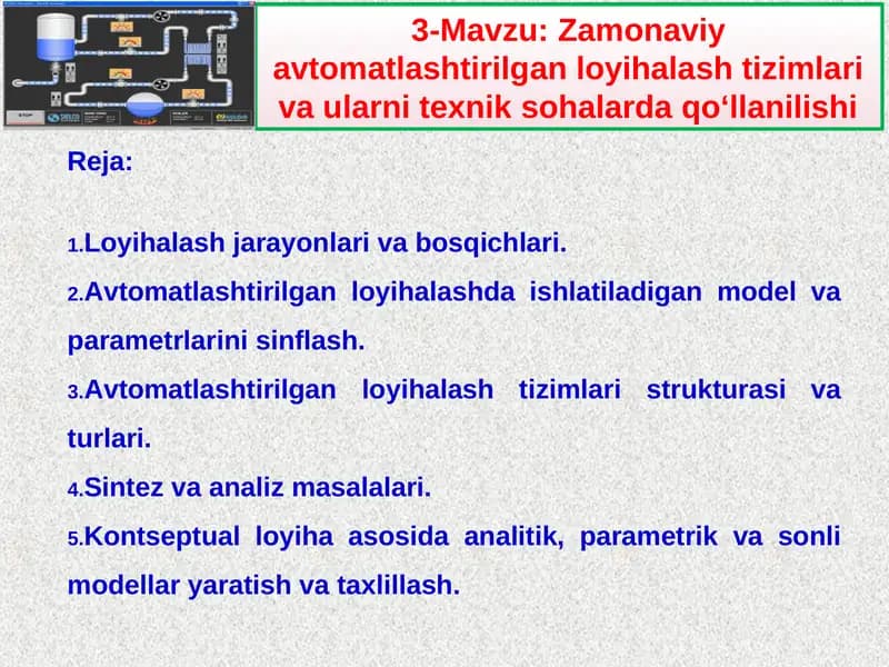 Zamonaviy avtomatlashtirilgan loyihalash tizimlari va ularni texnik sohalarda qo‘llanilishi
