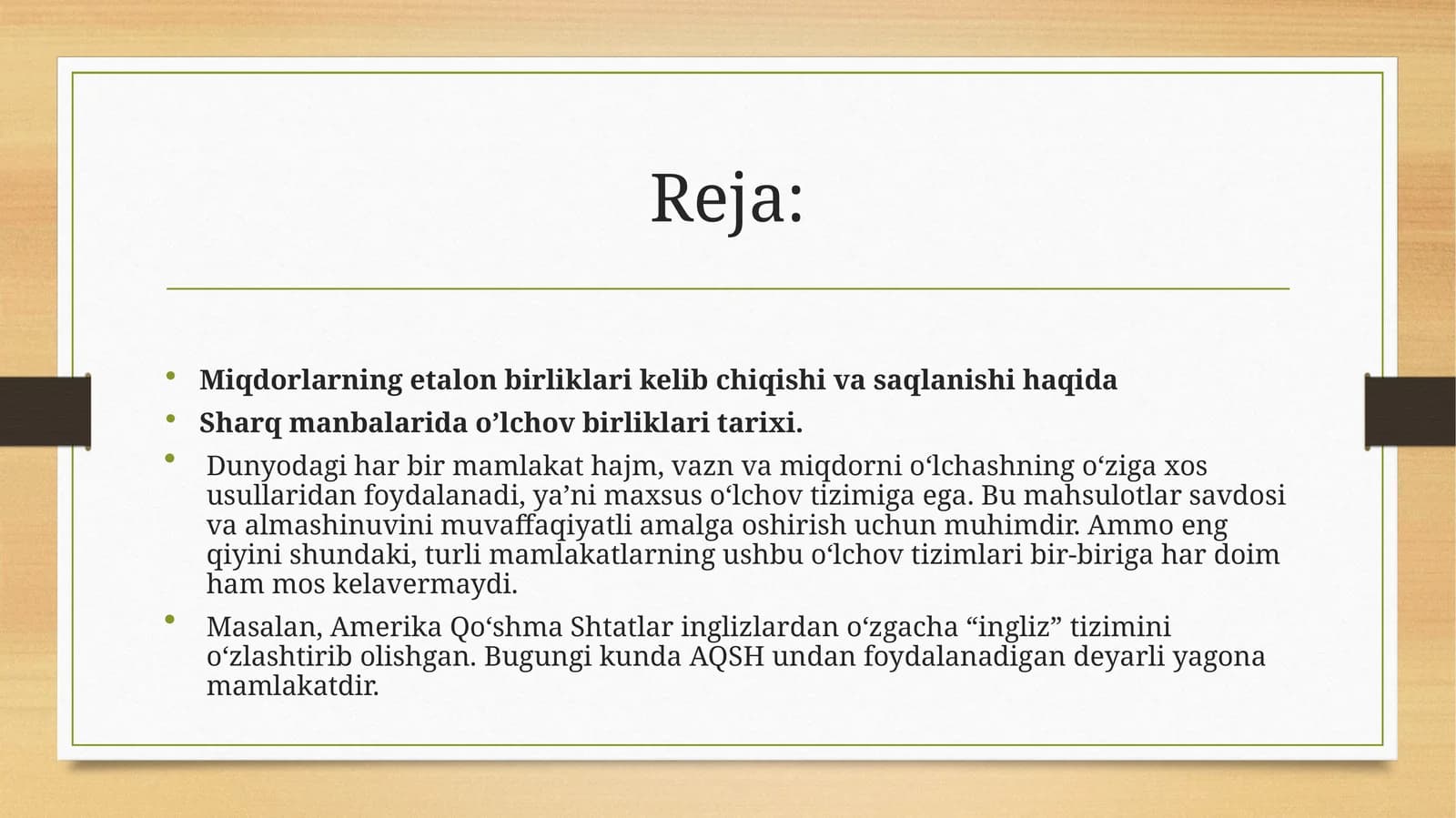 Miqdorlarning etalon birliklari kelib chiqishi va saqlanishi haqida