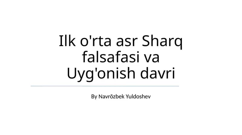 Ilk o'rta asr Sharq falsafasi va Uyg'onish davri