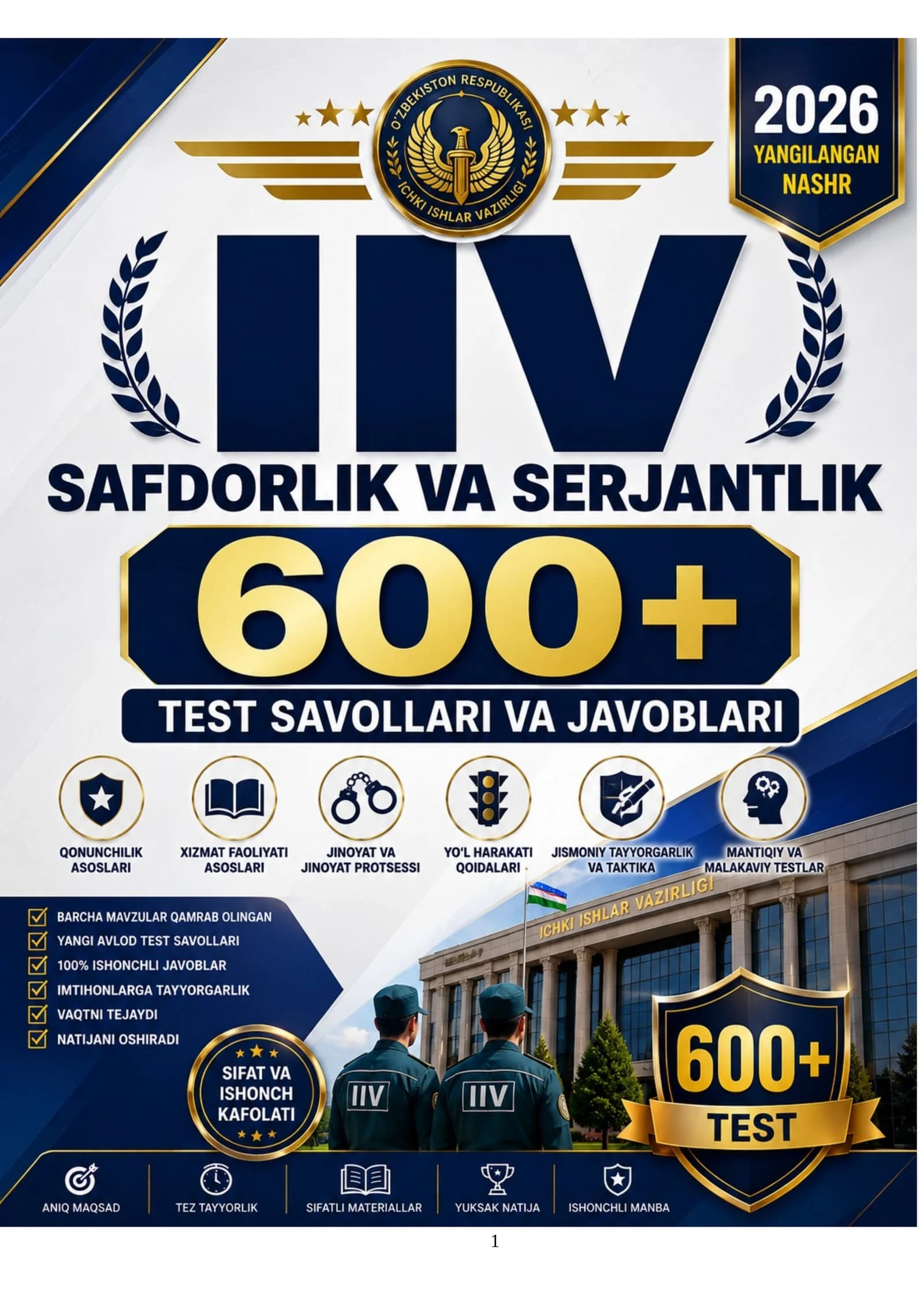 IIV safdorlik va serjantlik — 600+ test