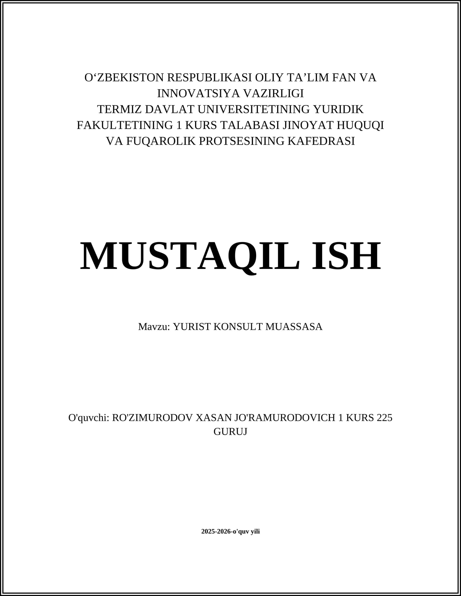 YURIST KONSULT MUASSASA