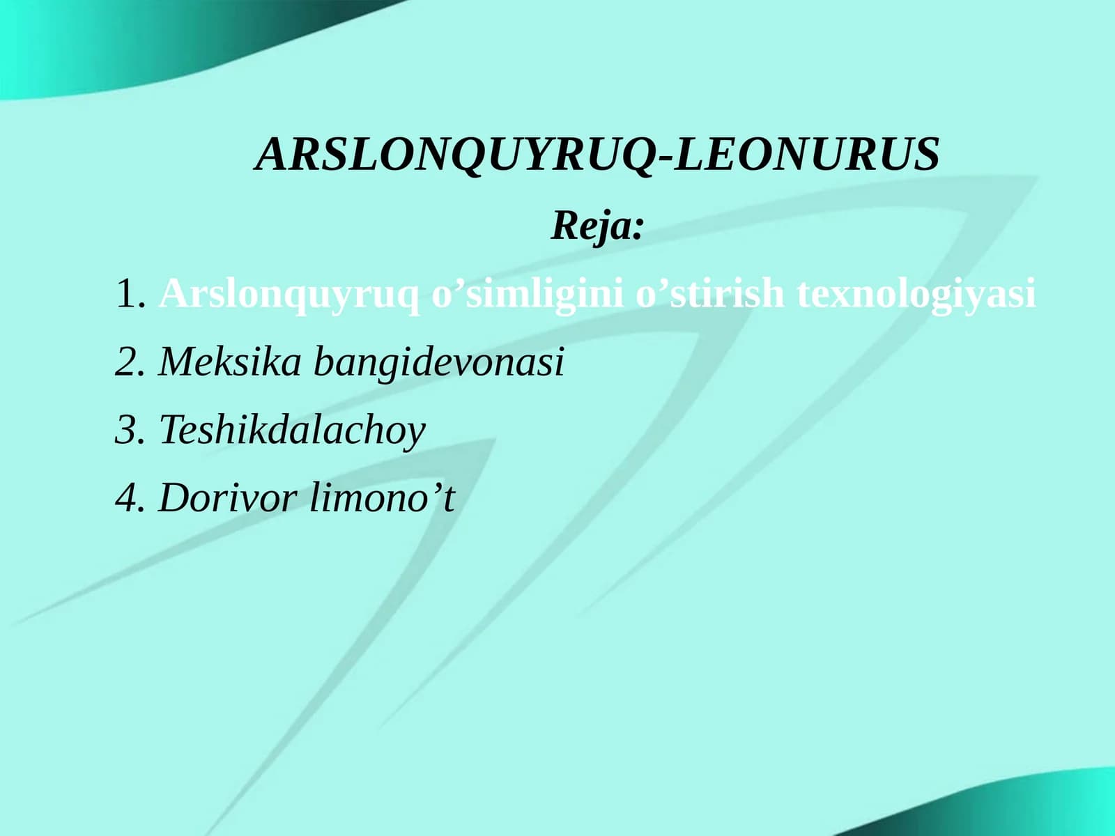 Beshbo’lakli arslonquyruq—Leonurus quinquelobatus