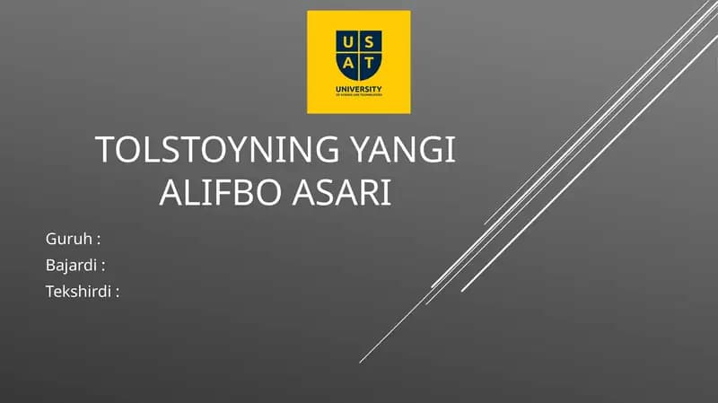 Tolstoyning yangi alifbo asari