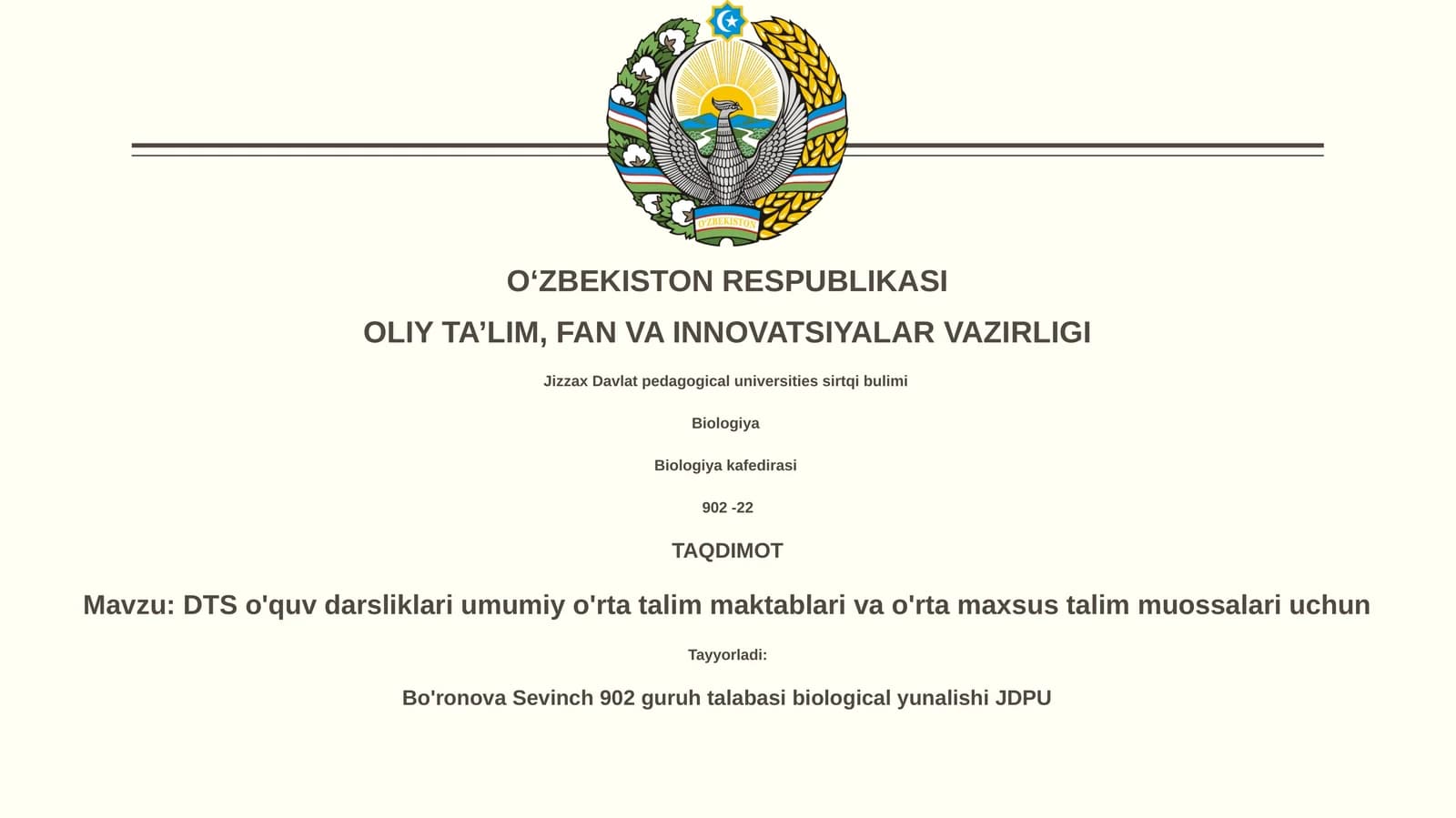 DTS o'quv darsliklari