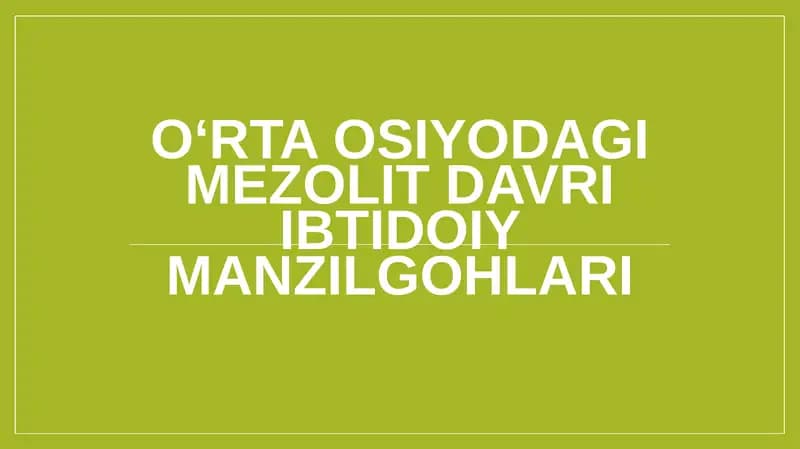 O‘rta Osiyodagi mezolit davri ibtidoiy manzilgohlari