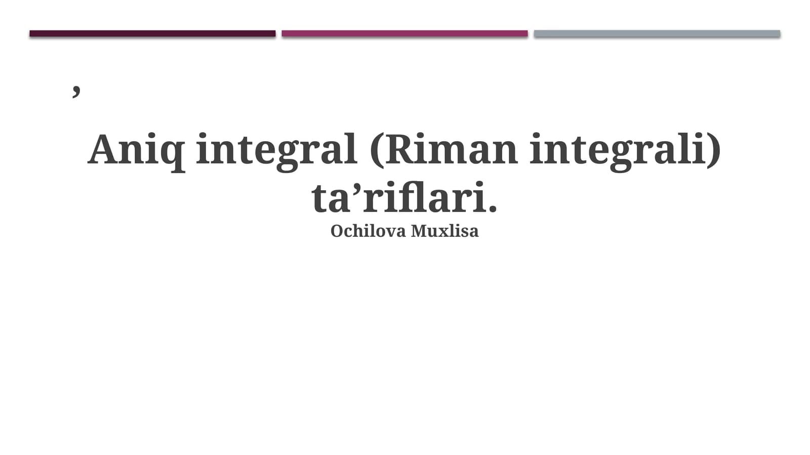 Aniq Integralning Ta'rifi