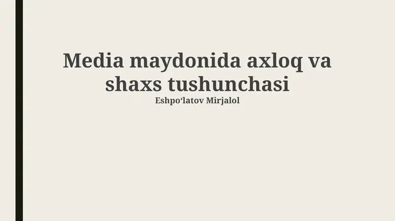 Axloq va shaxsiyatning o'zaro ta'siri