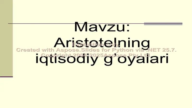 aristorelning iqtisodiy g'oyalari