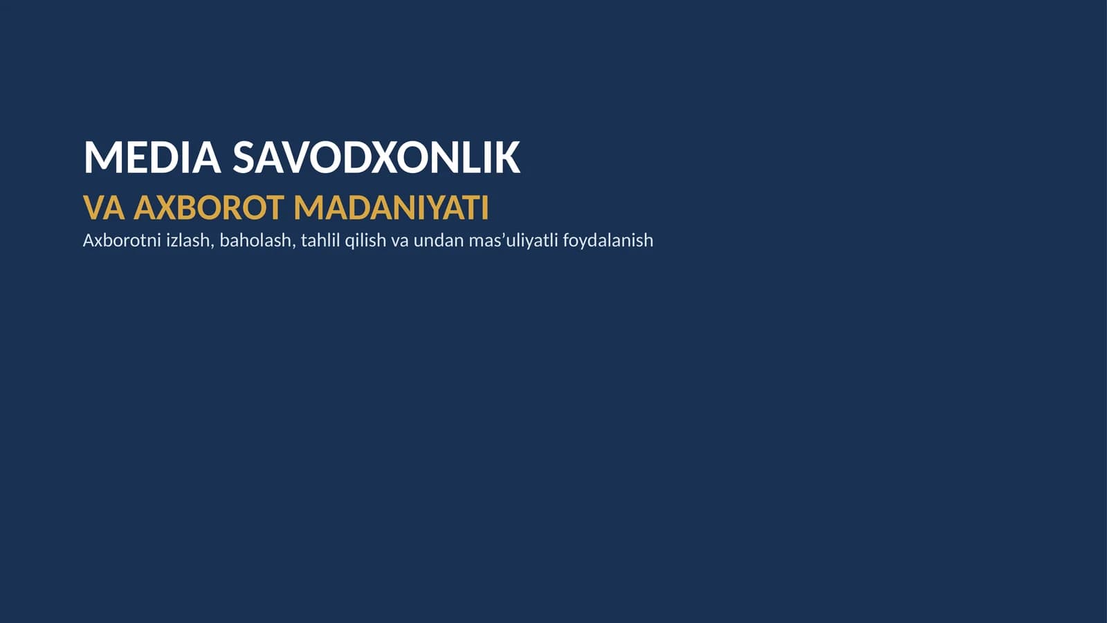 MEDIA SAVODXONLIK