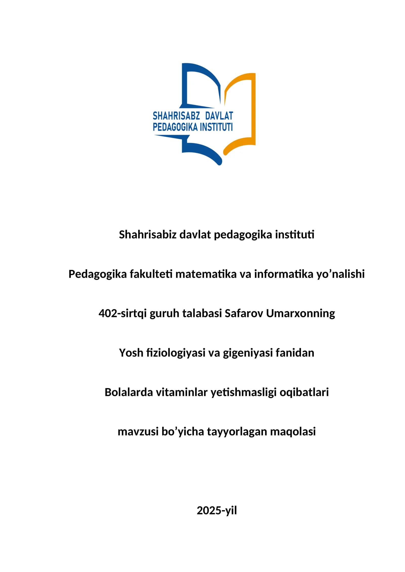 Bolalarda vitaminlar yetishmovchiligi oqibatlari