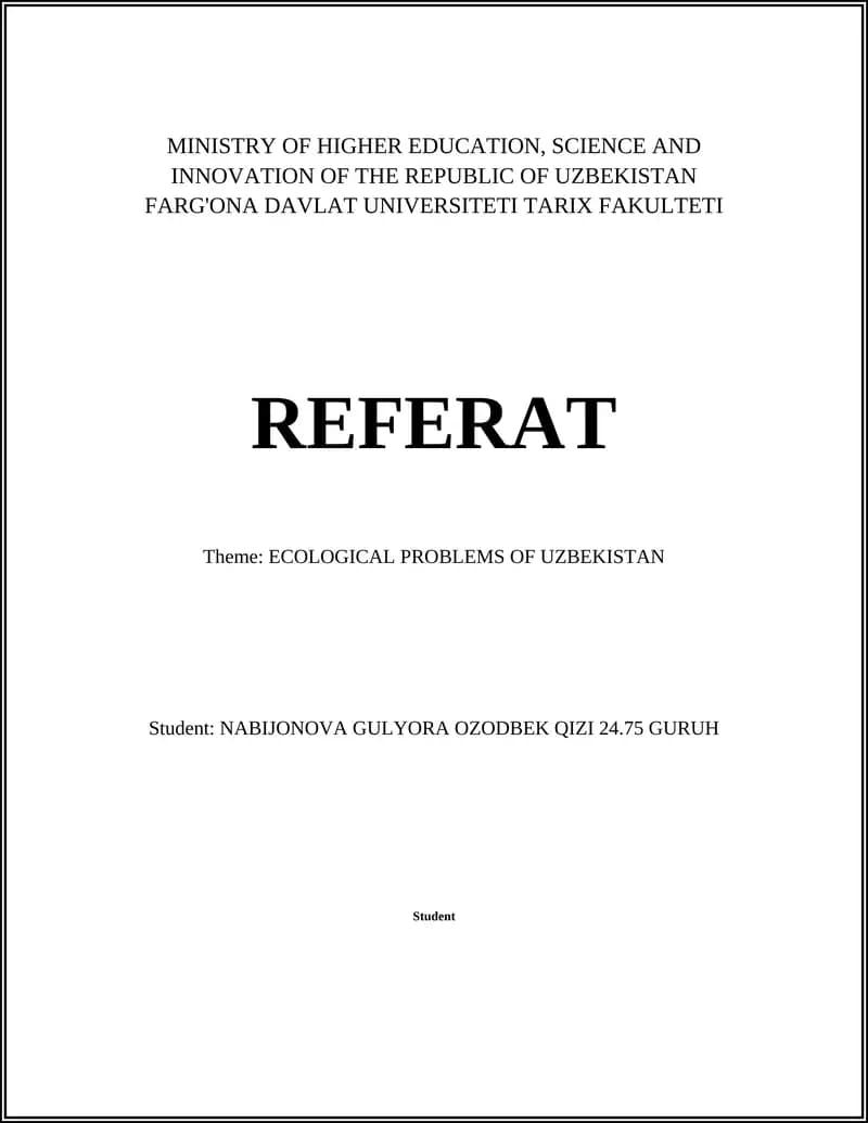 ECOLOGICAL PROBLEMS OF UZBEKISTAN