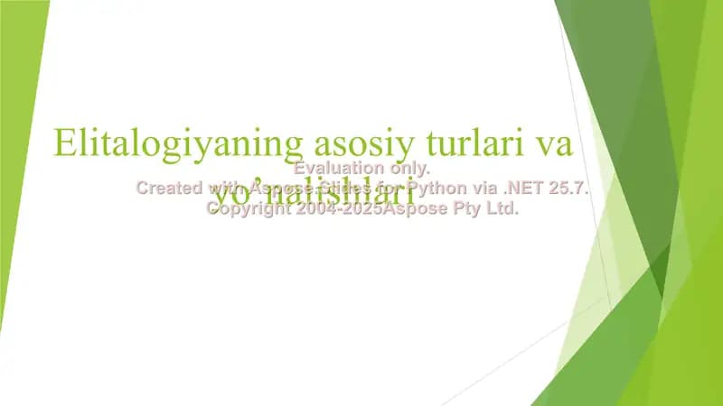 Elitalogiyaning asosiy turlari va yo’nalishlari