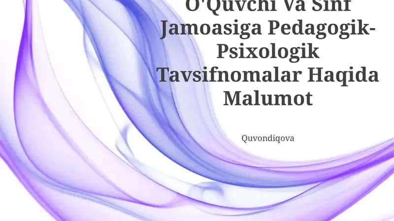 Pedagogik-Psixologik Tavsifnomalar