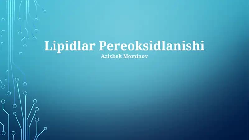 Lipidlar Pereoksidlanishi