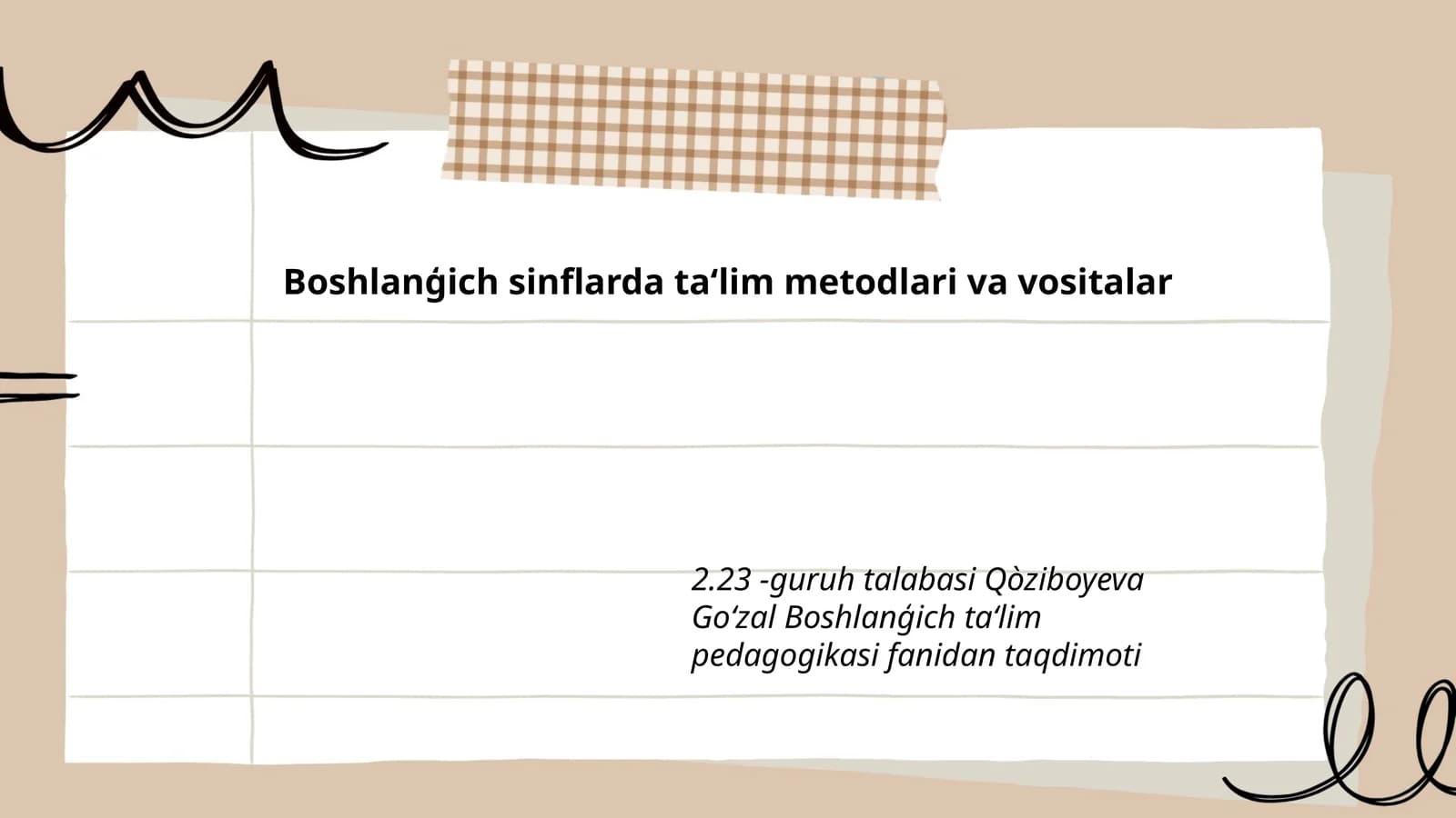 Boshlanģich sinflarda ta‘lim metodlari va vositalar