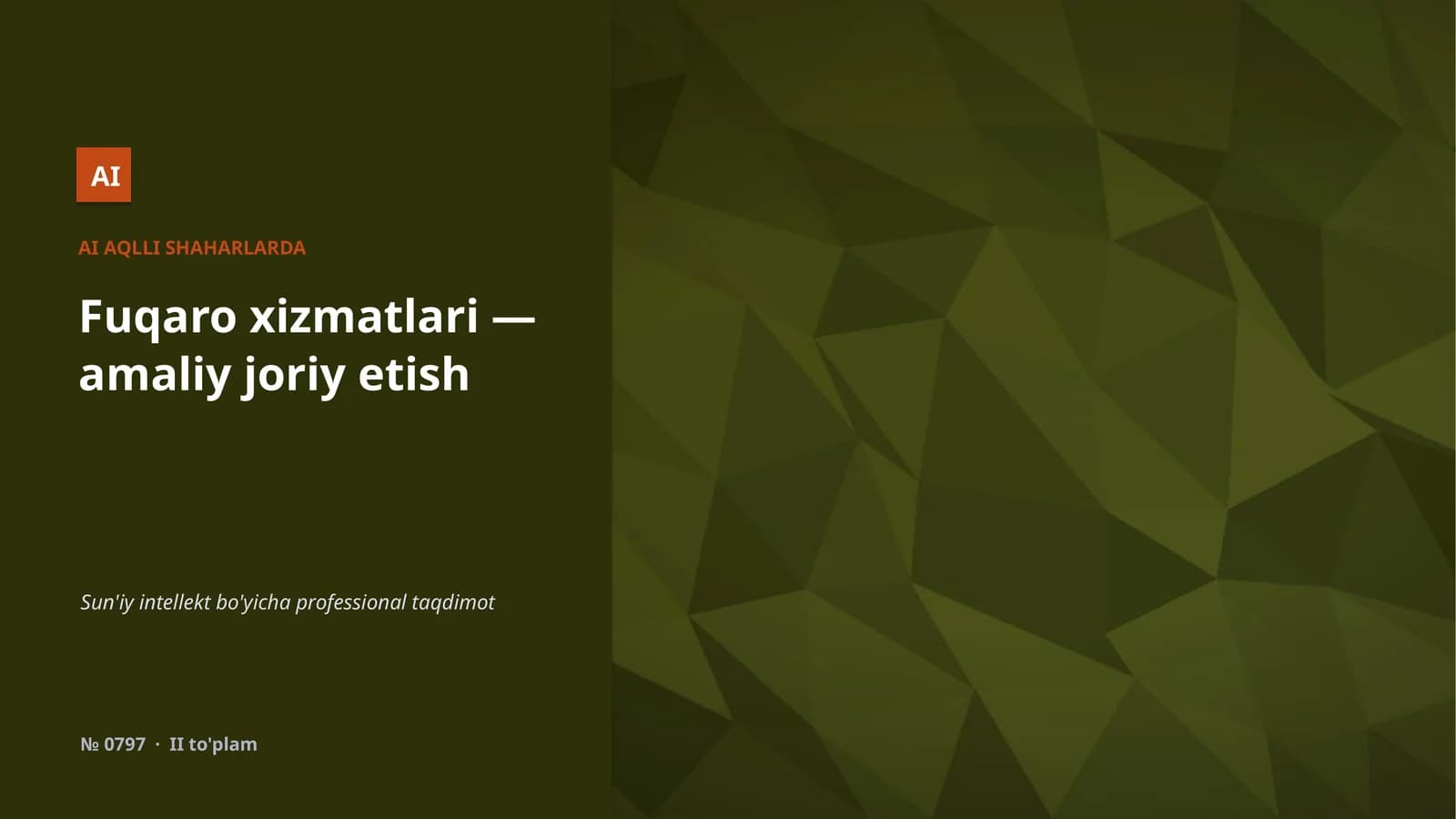 AI AQLLI SHAHARLARDA