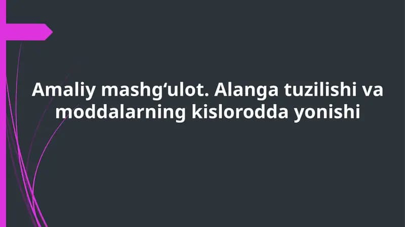 Alanga tuzilishi va moddalarning kislorod daroyish ixtirolari