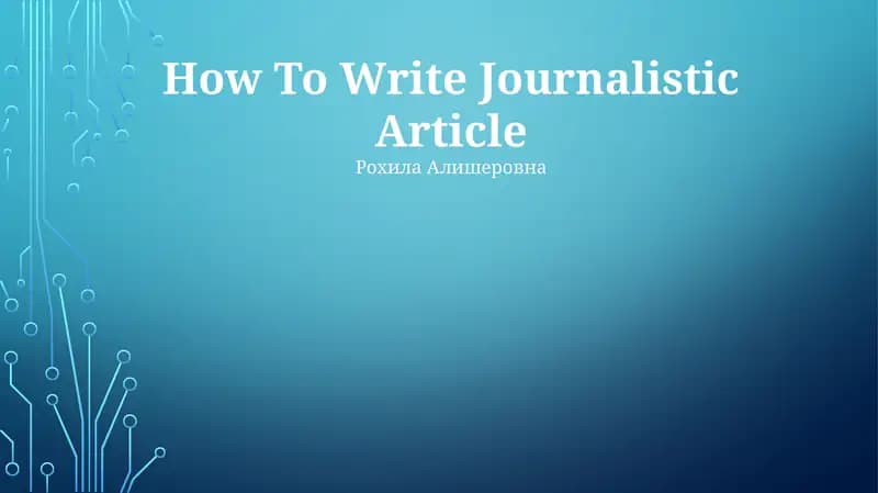 How To Write Journalistic Article