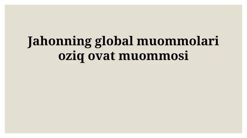 Oziq-ovqat muammosi