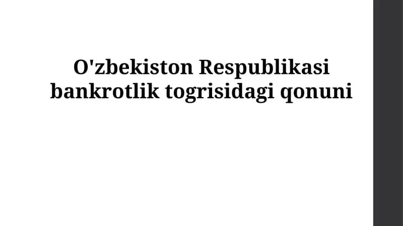 O'zbekiston Respublikasi bankrotlik togrisidagi qonuni