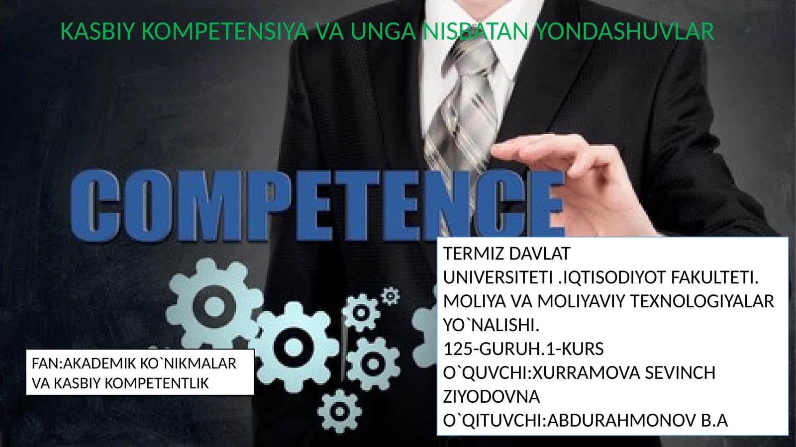 KASBIY KOMPETENSIYA VA UNGA ISBATAN YONDASHUVLAR