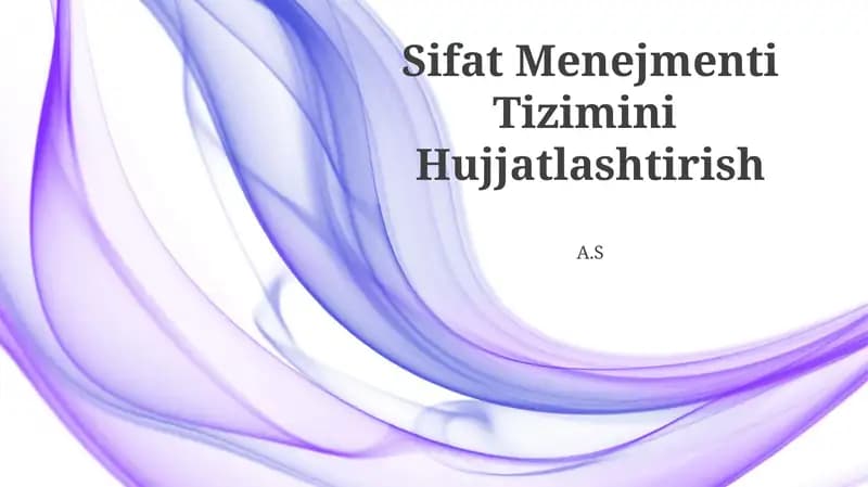 Sifat Menejmenti Tizimini Hujjatlashtirish