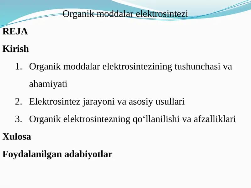 Organik Mollar Elektrosintezi