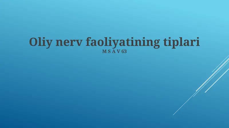 Oliy nerv faoliyatining tiplari