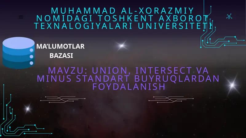 SQL tili va so‘rovlar haqida qisqacha ma’lumot
