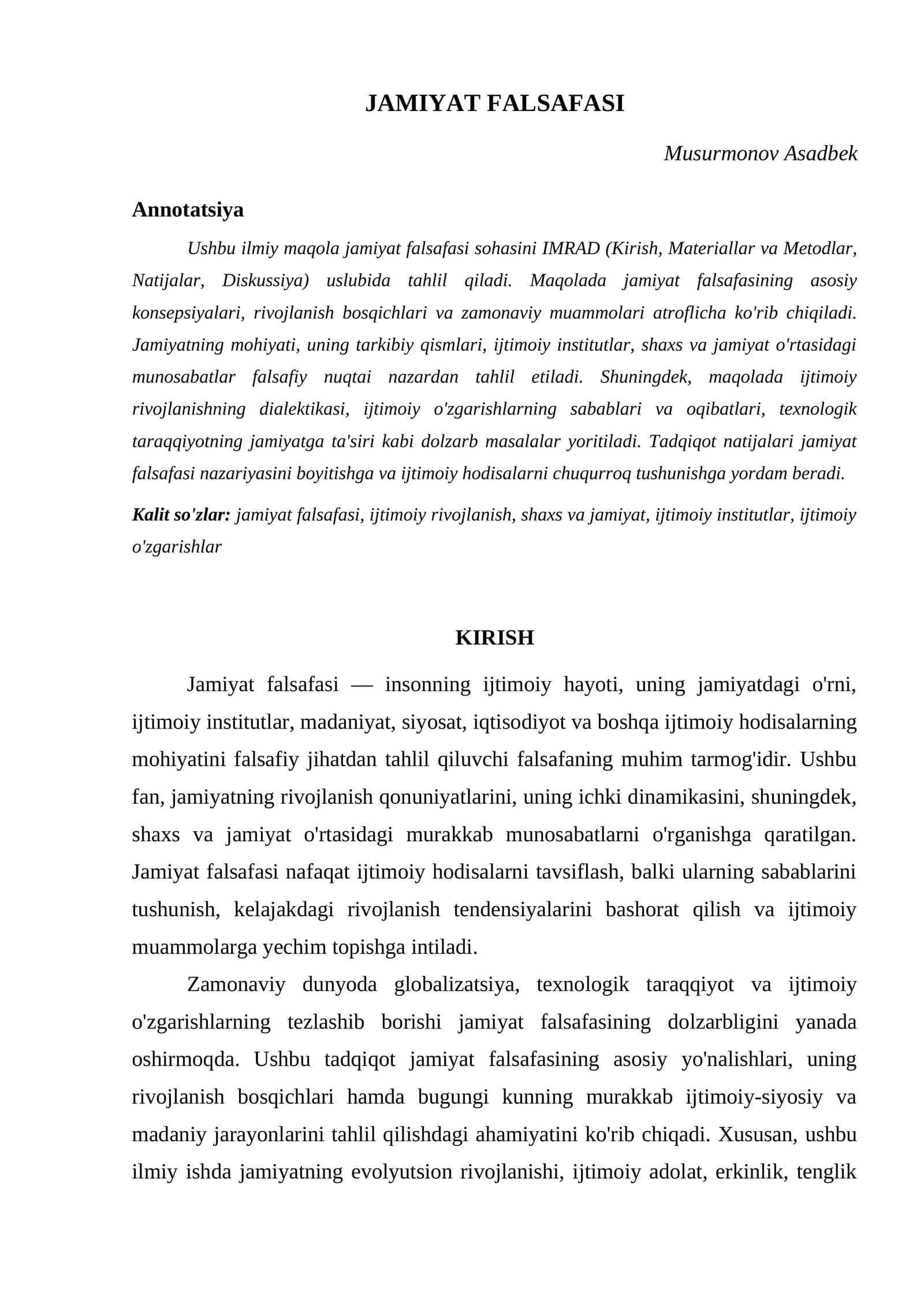 JAMIYAT FALSAFASI