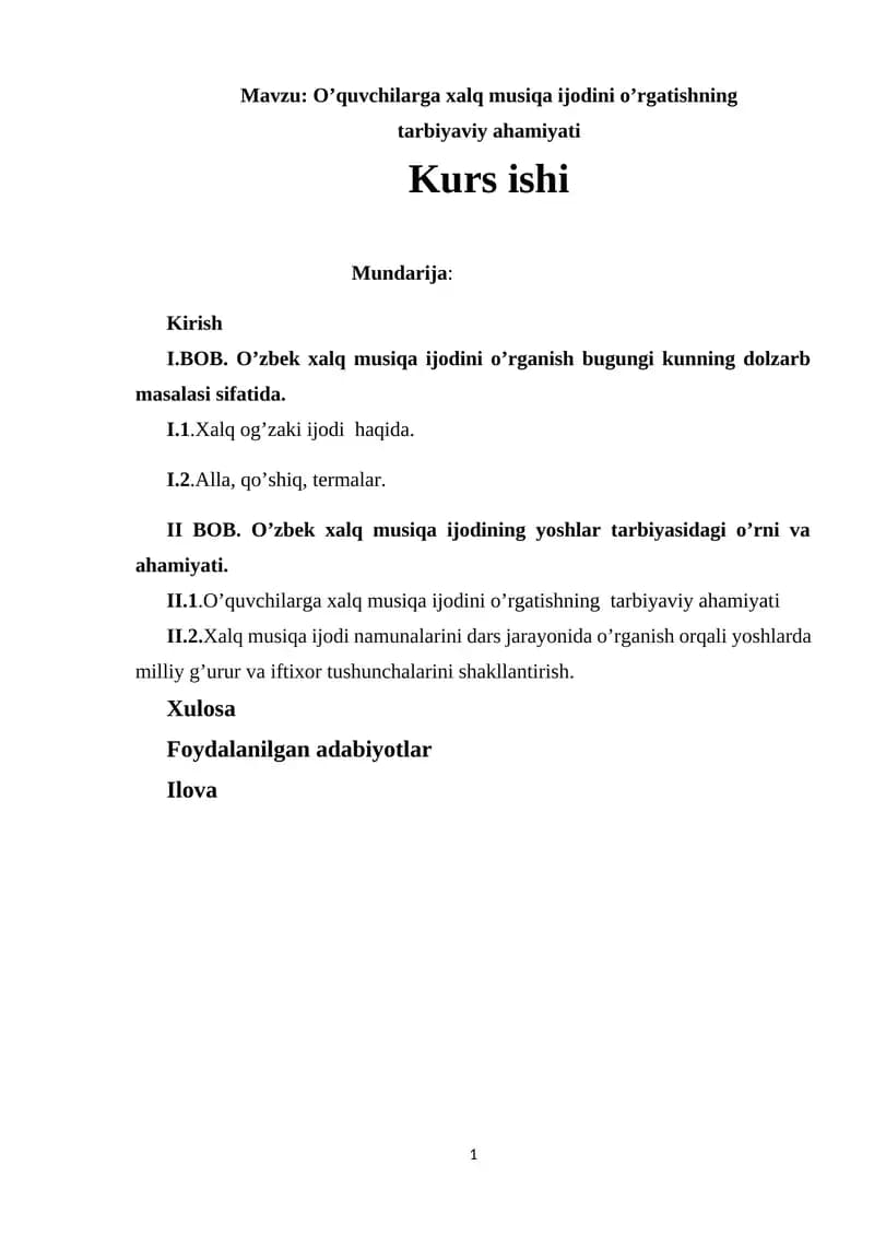 O'zbek xalq musiqa ijodi