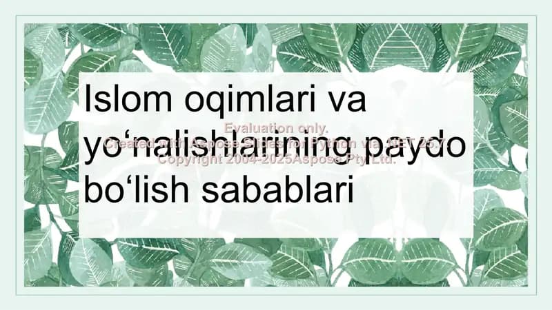 Islom oqimlari va yoʻnalishlarining paydo boʻlish sabablari