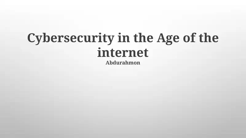 Cybersecurity in the Age of the internet