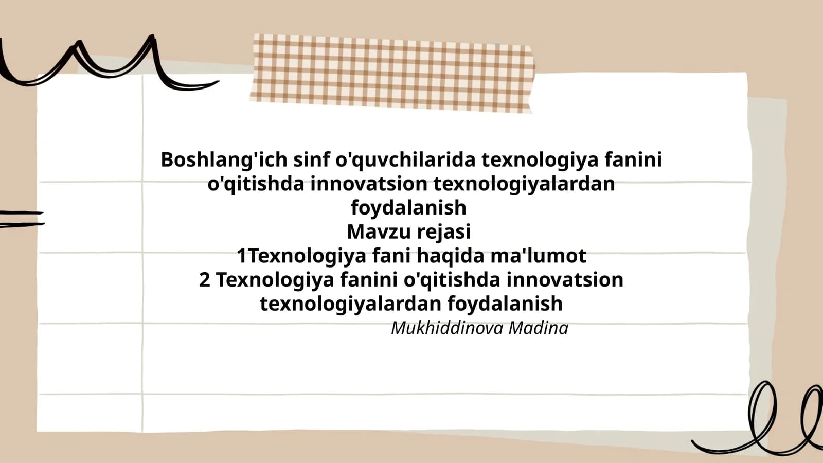Texnologiya fanini o'qitishda innovatsion texnologiyalardan foydalanish