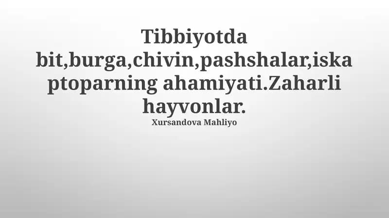Zaharli Hayvonlar