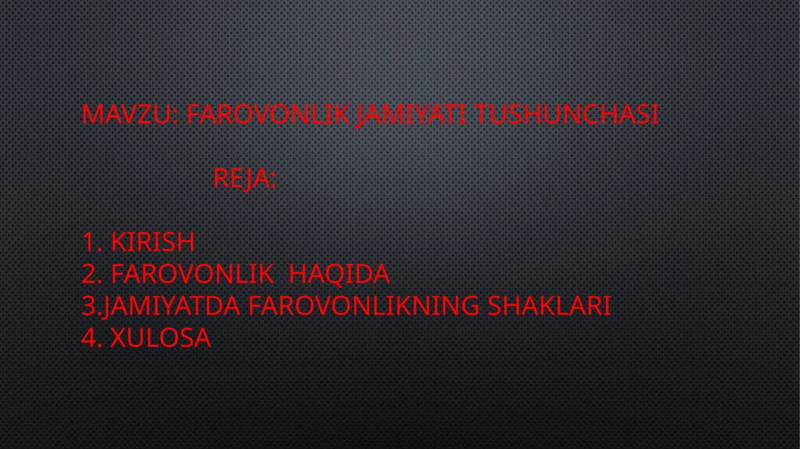 farovonlik jamiyati tushunchasi