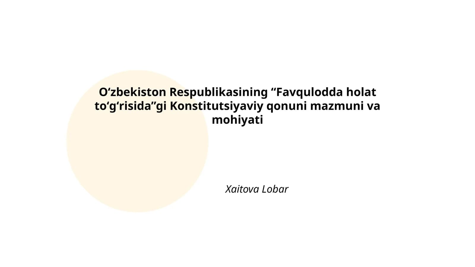 Oʻzbekiston Respublikasining “Favqulodda holat toʻgʻrisida”gi Konstitutsiyaviy qonuni mazmuni va mohiyati