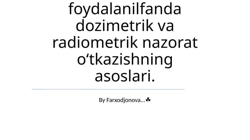 Dozimetrik asoslari