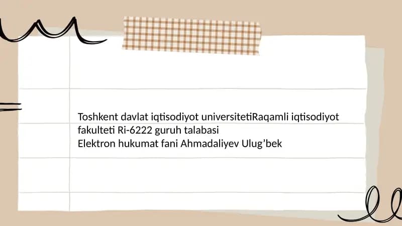 Kichik biznes va tadbirkorlikda elektron hukumatning o'rni