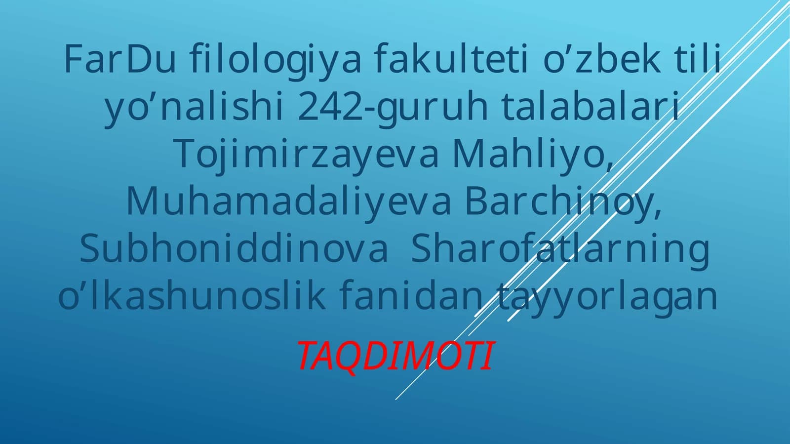 O'zbek tilida toponimika
