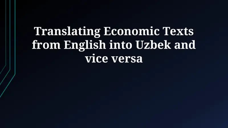 Uzbek-English Economic Translation