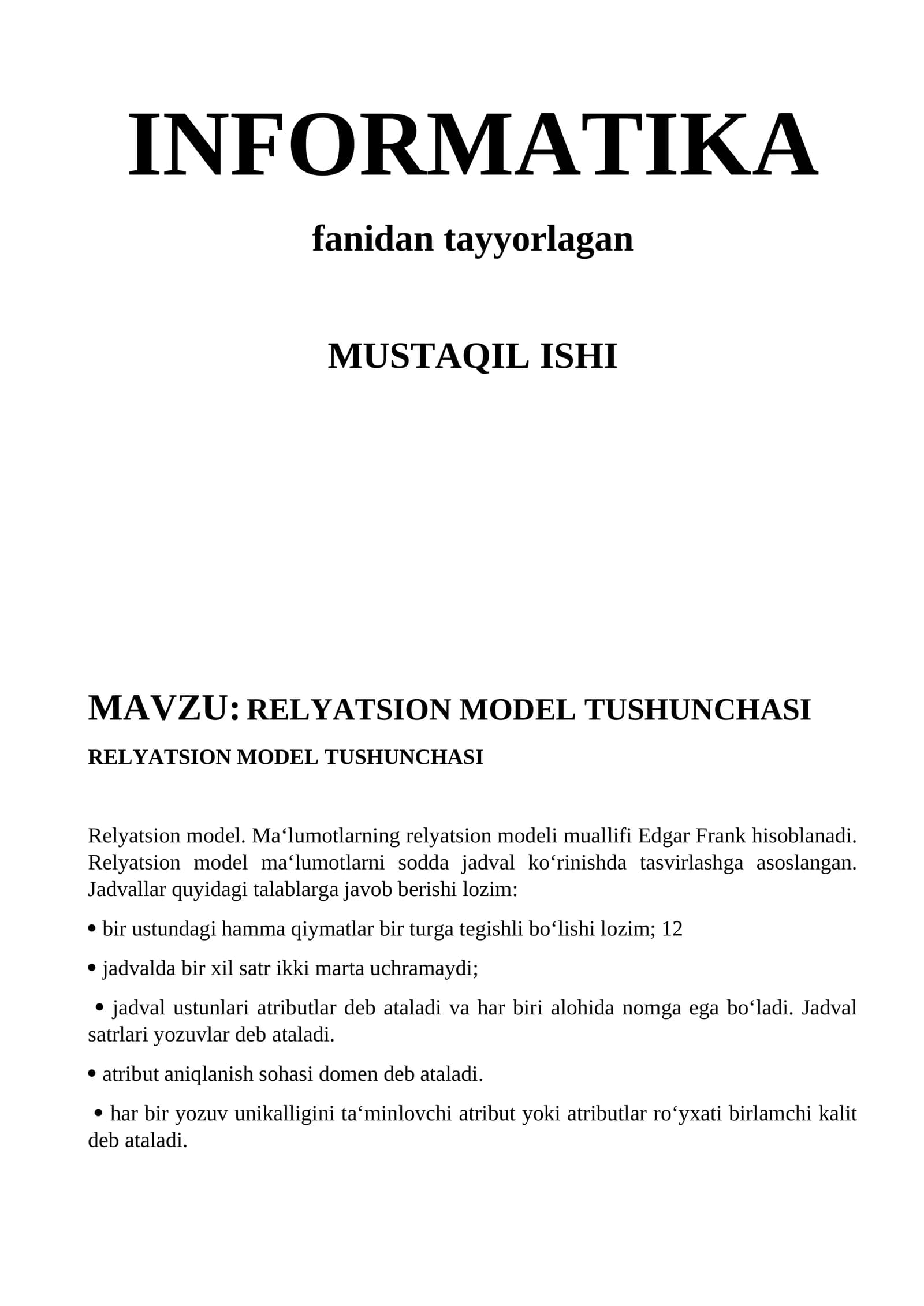 Rеlyatsion modеl