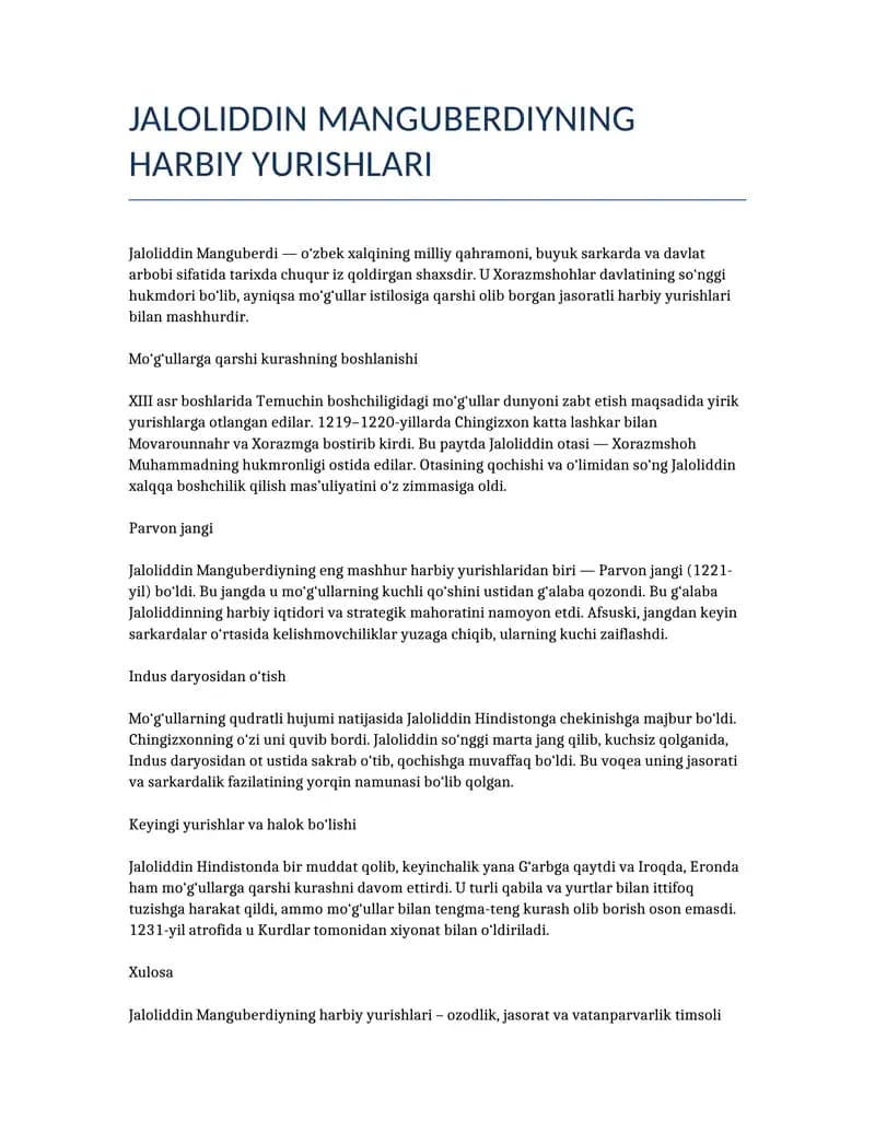 Jaloliddin harbiy yurishlari
