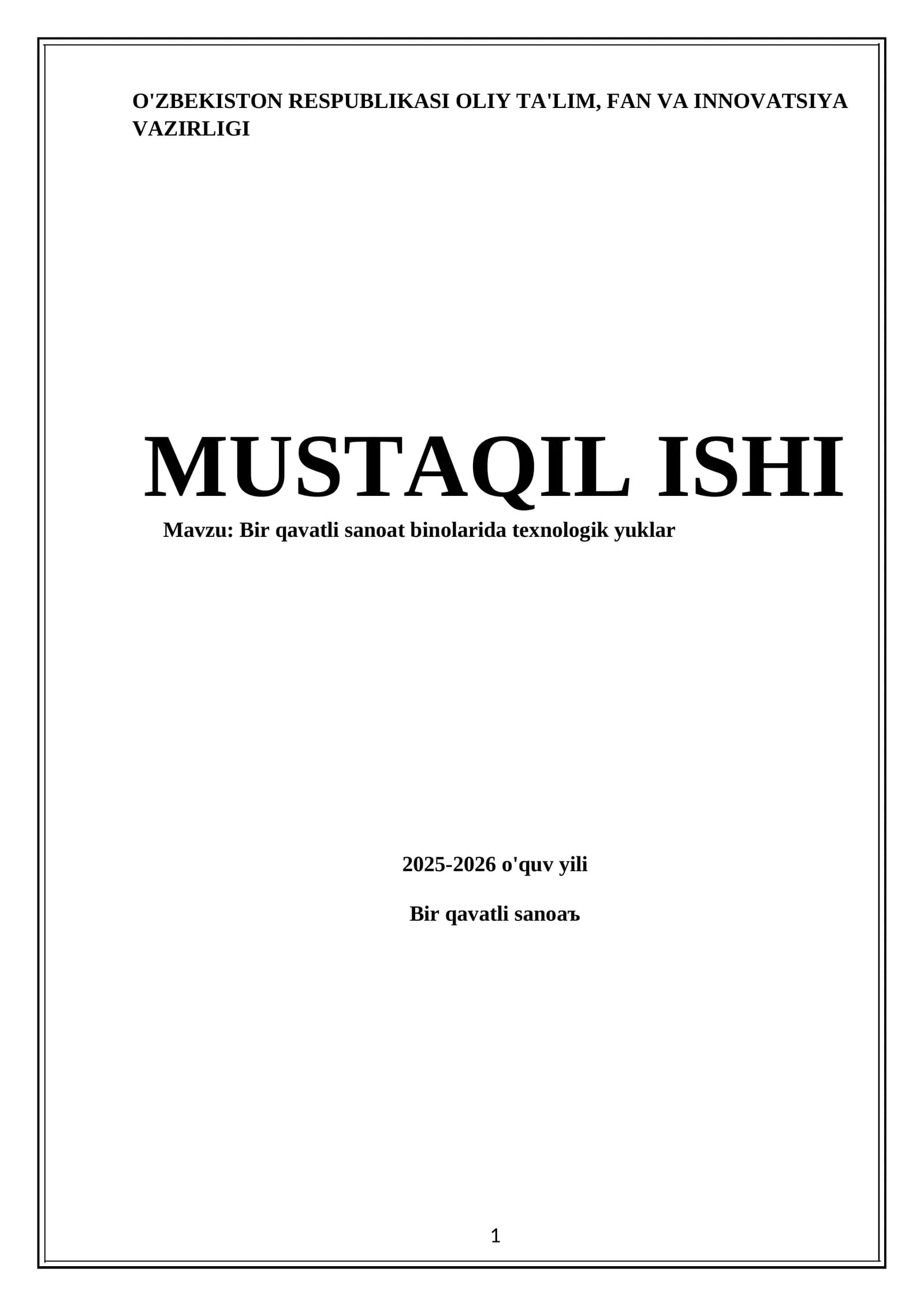 Bir qavatli sanoat binolarida texnologik yuklar